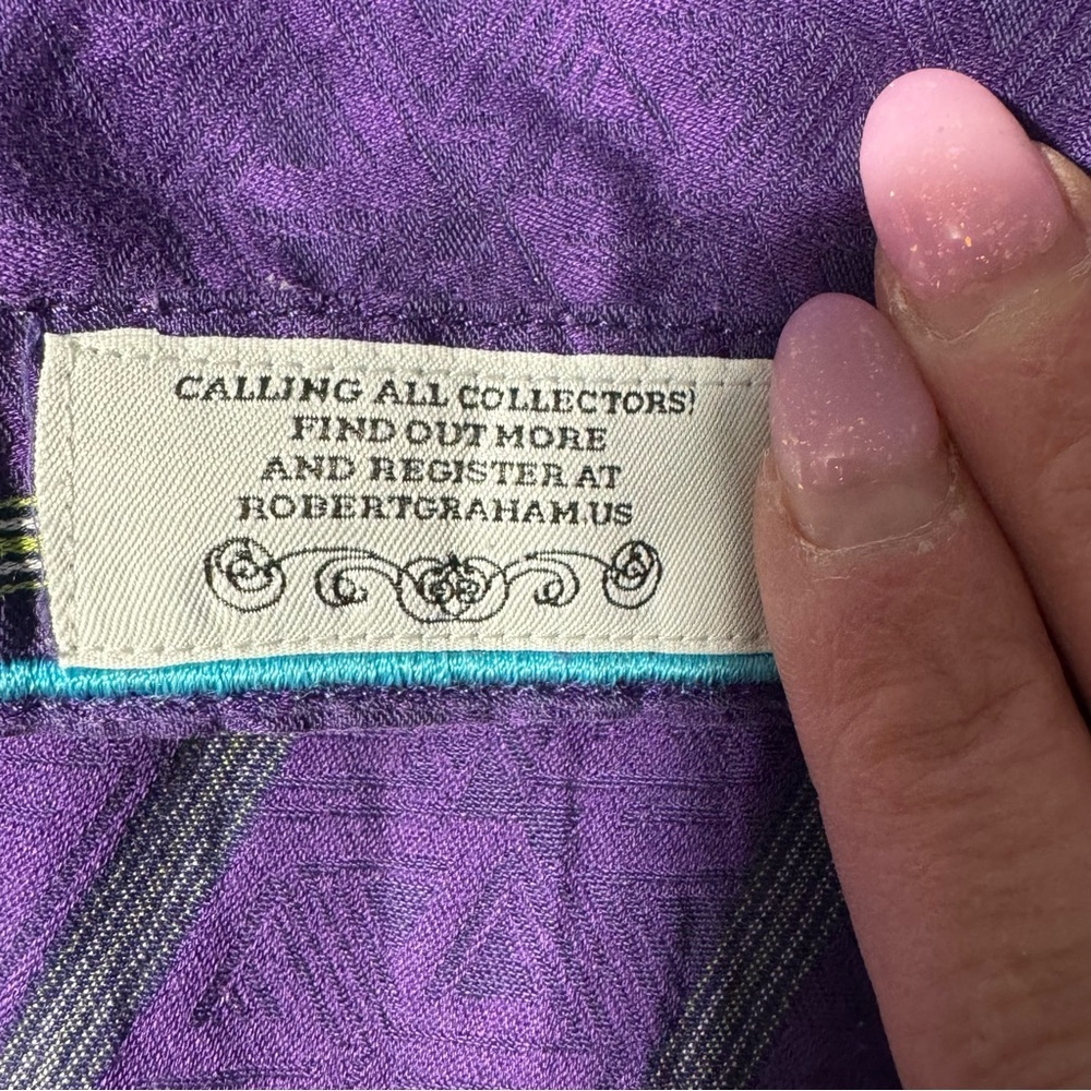 Robert Graham Purple Striped Button-Up Shirt | Size 2XL | Flip Cuff Detail - Picture 16 of 16